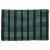 VÄGSKYLT alfombra de portas. Raias azuis-verdes e negras. Rectángulo. Material de algodón con respaldo antiescorregadizo.