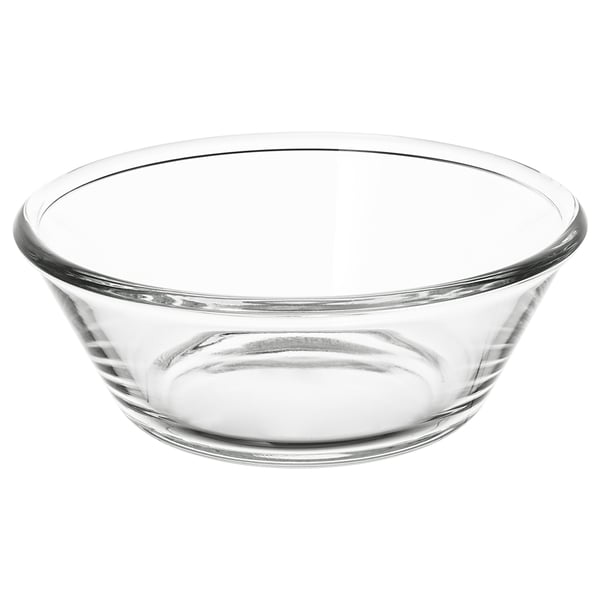 Cunca de vidro transparente, deseño sinxelo, forma redonda. Perfecto para servir comida e bebida.