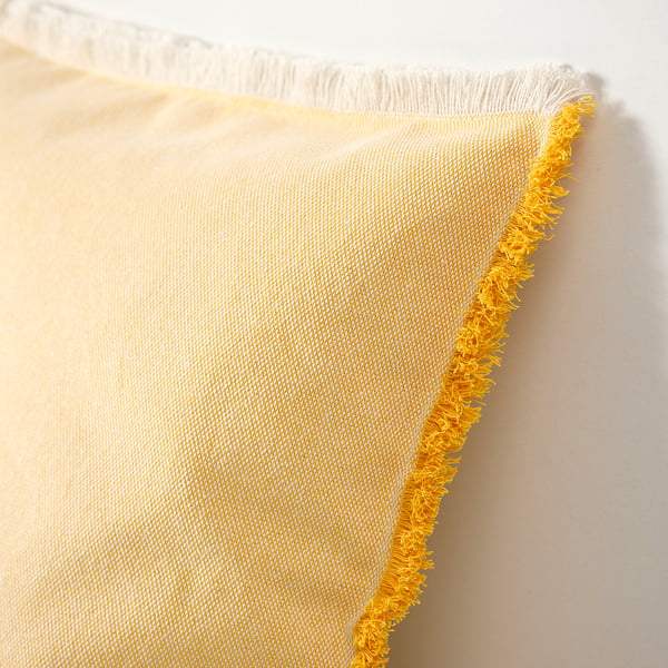 Téxtil amarelo e branco, mostrando tecido intrincado e calidade de tecido suave.