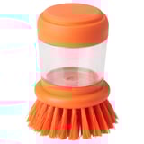 Pincel de pratos VIDEVECKMAL laranxa con mango transparente para unha limpeza eficiente de pratos.