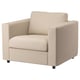 Cadeira de brazos VIMLE, beige, tecido, forma cadrada, deseño moderno.