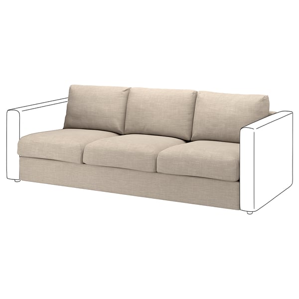 Sofá VIMLE, beige, deseño moderno. Tecido acolchado, cómodo e de cor clara. Elegante e funcional.