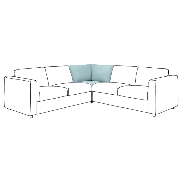 Sofá seccional VIMLE, branco, con almofada azul claro. Moderno, elegante e duradeiro.