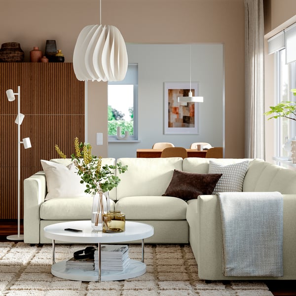 VIMLE Sofá 4 prazas esquina, Gunnared gris