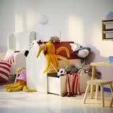 Almacenamento para nenos VITBJÖRN con caixón grande, branco, taboleiro de fibra, perfecto para habitacións pequenas.