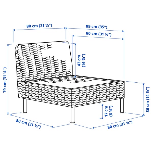 VITTSKÄR Cadeira modular, exterior/ratán de plástico gris escuro