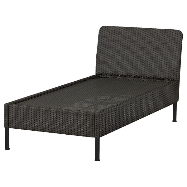 VITTSKÄR Chaise longue modular, exterior/ratán de plástico gris escuro