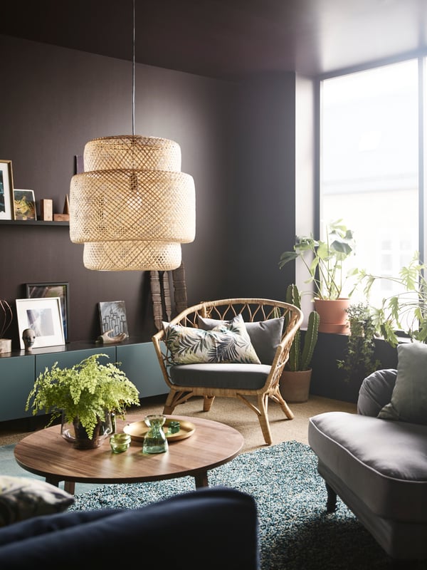 Curate your living room with modern living room furniture from IKEA! Use a mixture of different styles, and don’t be afraid to mix different style groups, such as IKEA STOCKHOLM rattan chair and the STOCKSUND armchair in grey/black/wood.