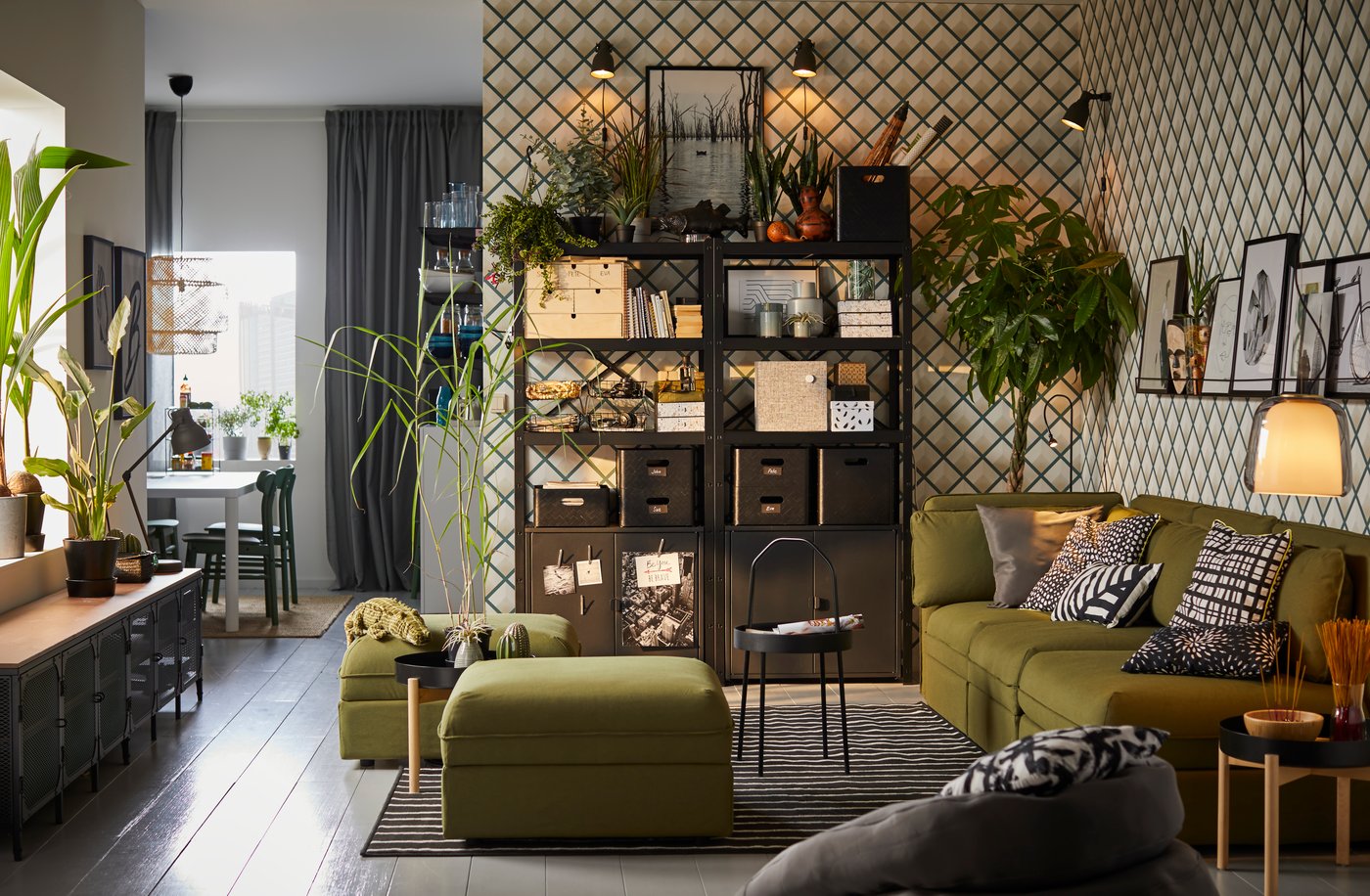 A VALLENTUNA seat module with storage frame in the living room