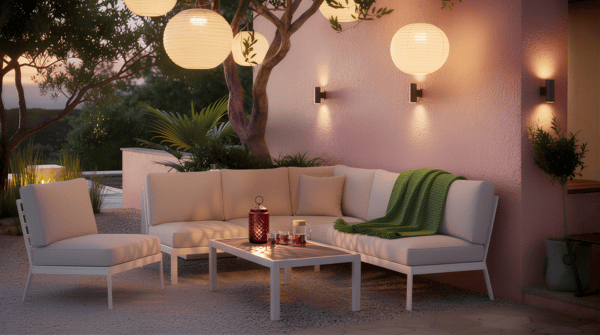 A white/beige SEGERÖN coffee table, outdoor