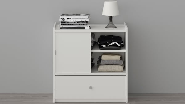 A white BRUKSVARA storage unit