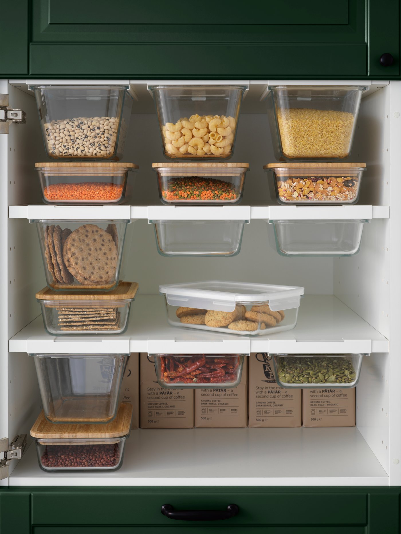 A white IKEA 365+ holder for container in the kitchen