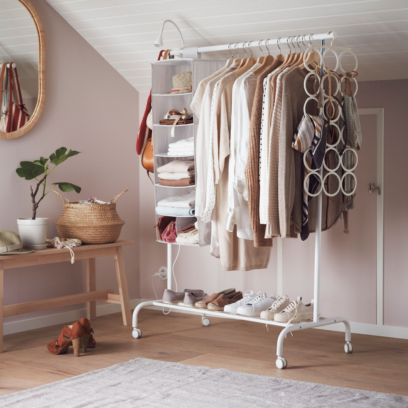 A white RIGGA clothes rack