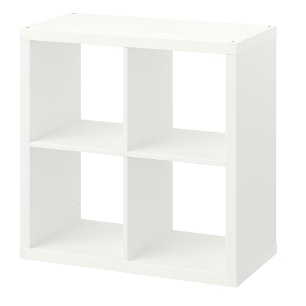 A white KALLAX shelving unit