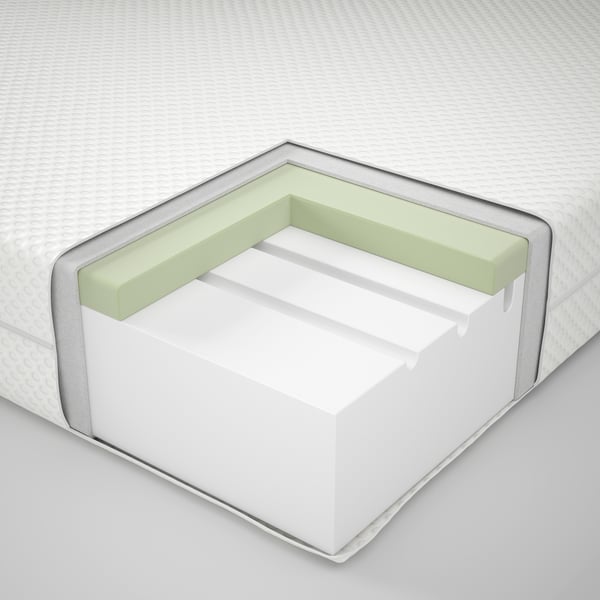 A firm/white ÅBYGDA foam mattress