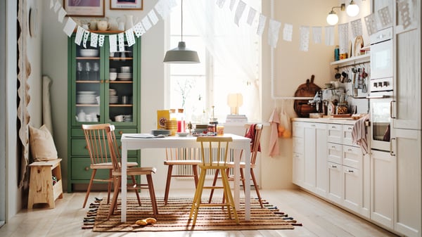 A white/with rod pocket LILL net curtains, 1 pair in the kitchen
