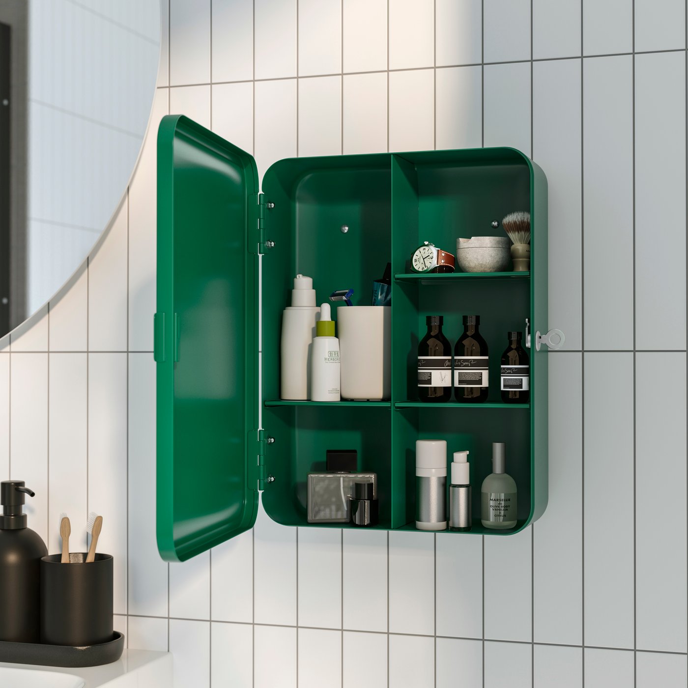 HUSBYÅN wall cabinet 37.5 cm dark green