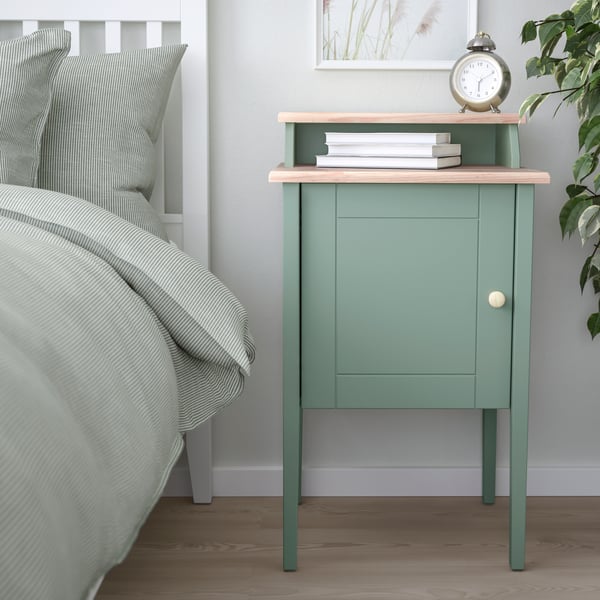A grey-green/pine OLDERDALEN bedside table