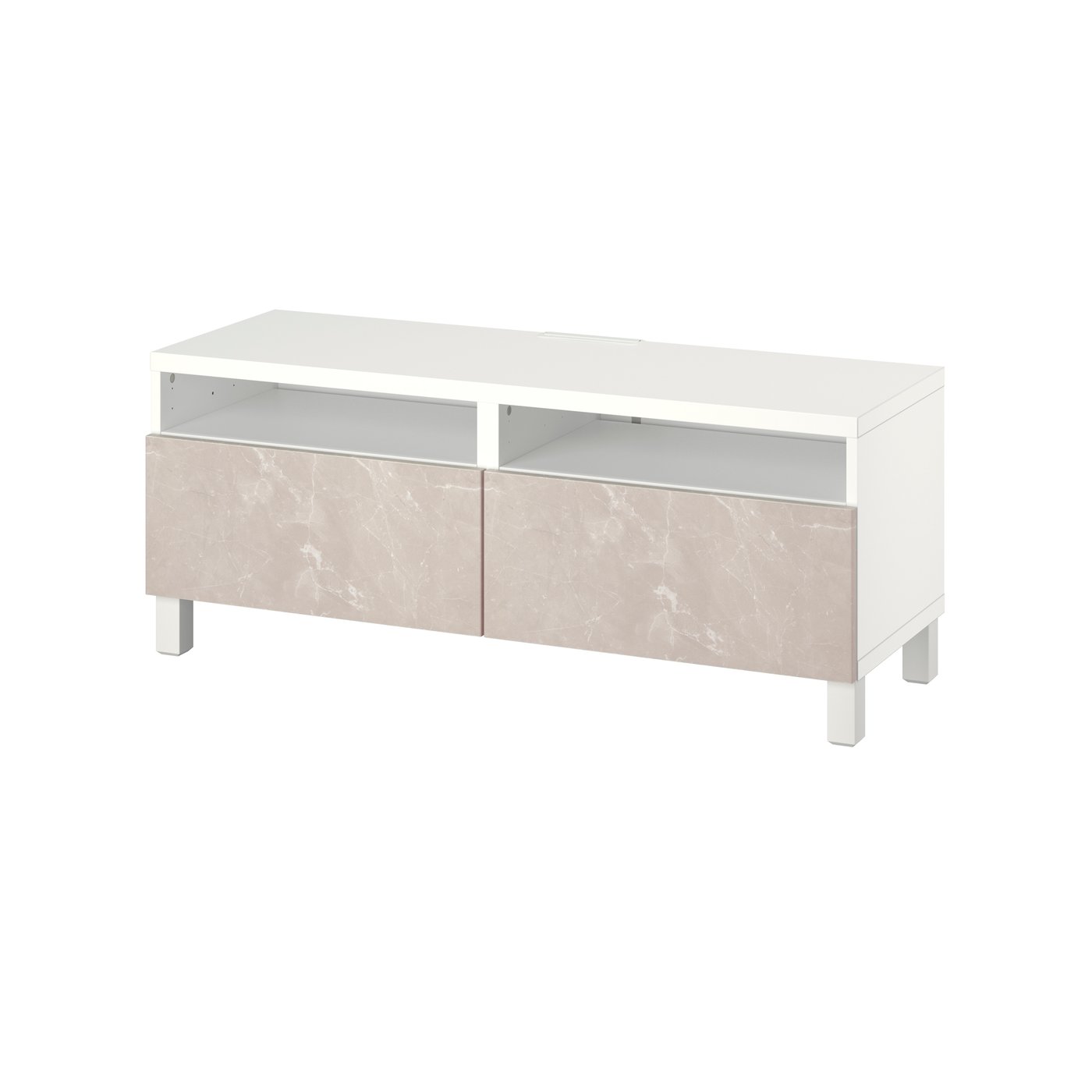 IKEA BESTÅ tv-bänk med lådor, vit/bergsviken/stubbarp beige, 120x42x48 cm