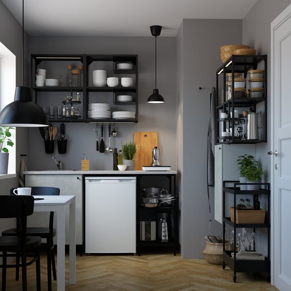 An anthracite/concrete effect ENHET kitchen