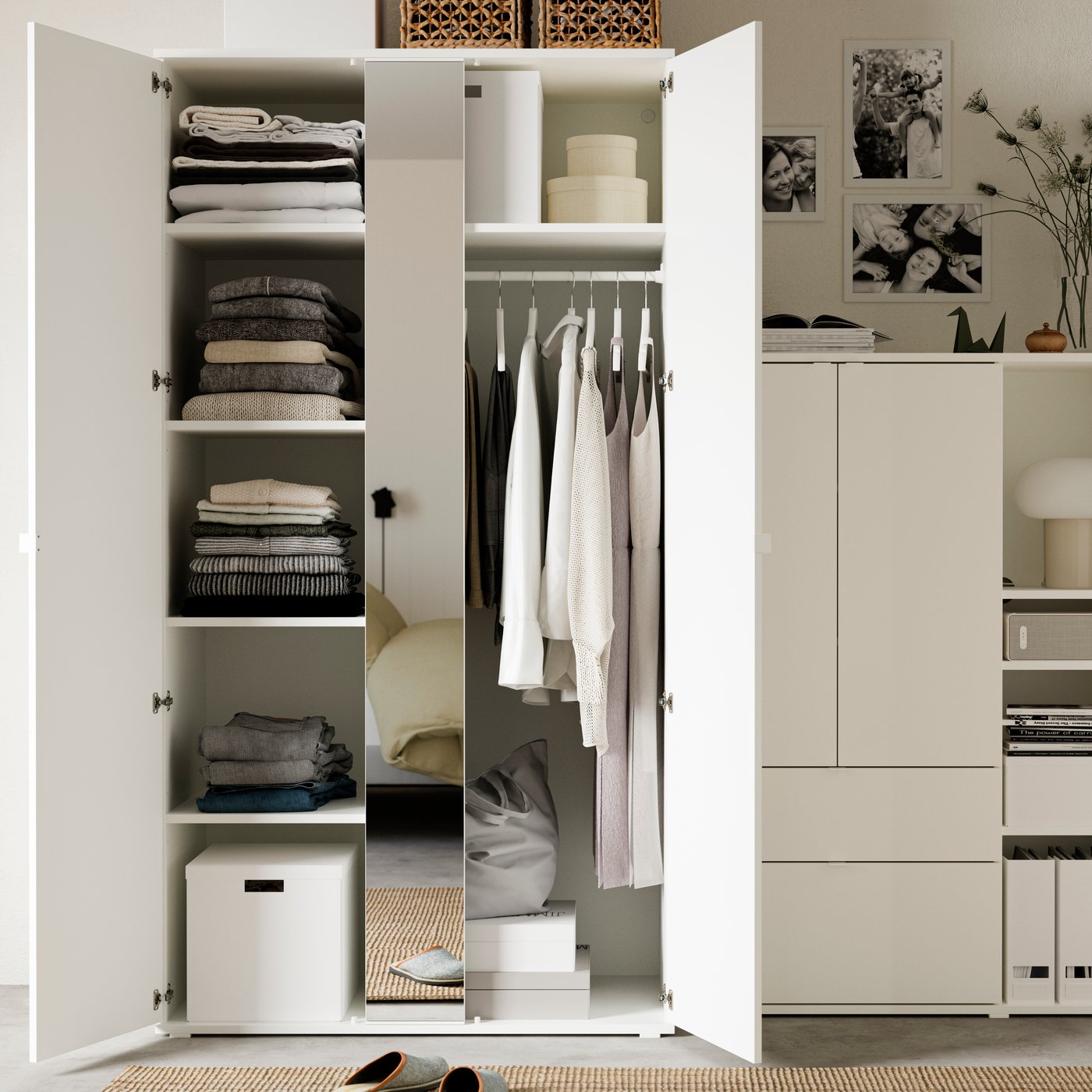 A white VIHALS wardrobe with 2 doors