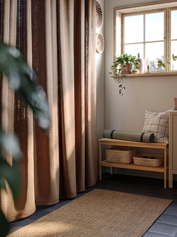 Light filtering curtains in a japandi room