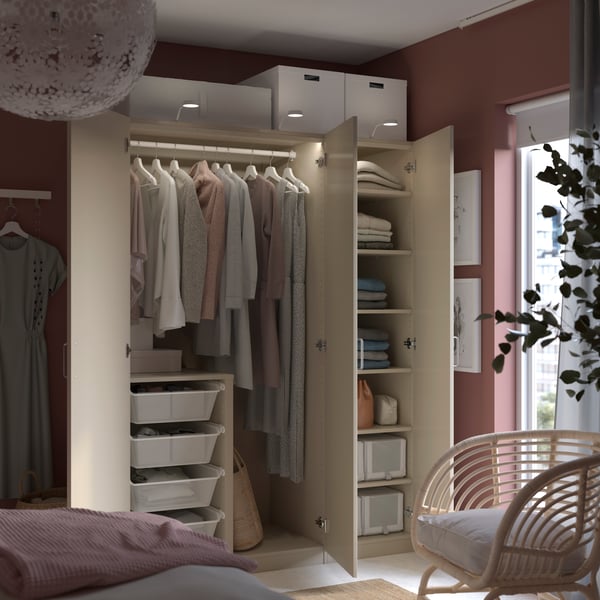 A grey-beige/grey-beige PAX wardrobe