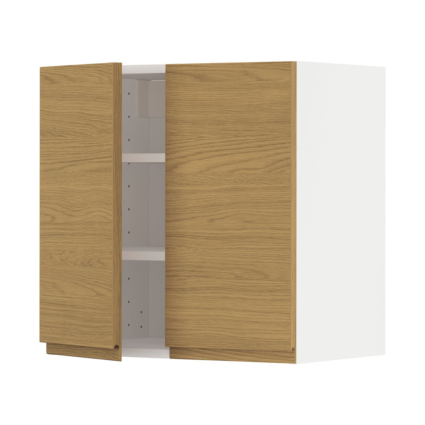 IKEA METOD väggskåp med hyllplan/2 dörrar, vit/voxtorp ekmönstrad, 60x60 cm