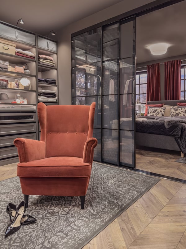 A Djuparp red-brown STRANDMON wing chair