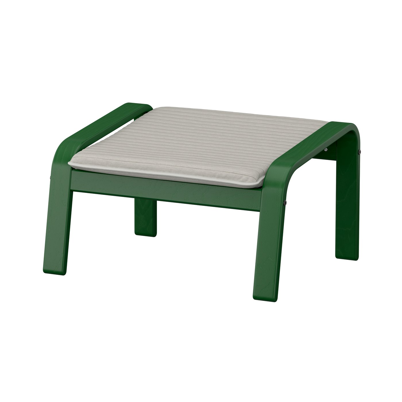 IKEA POÄNG fotpall, mörkgrön/knisa ljusbeige