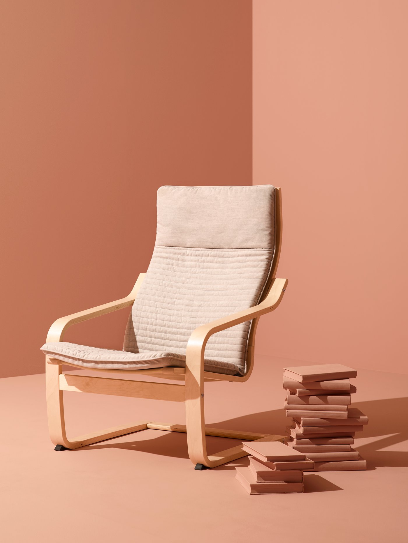A birch veneer/Knisa light beige POÄNG armchair