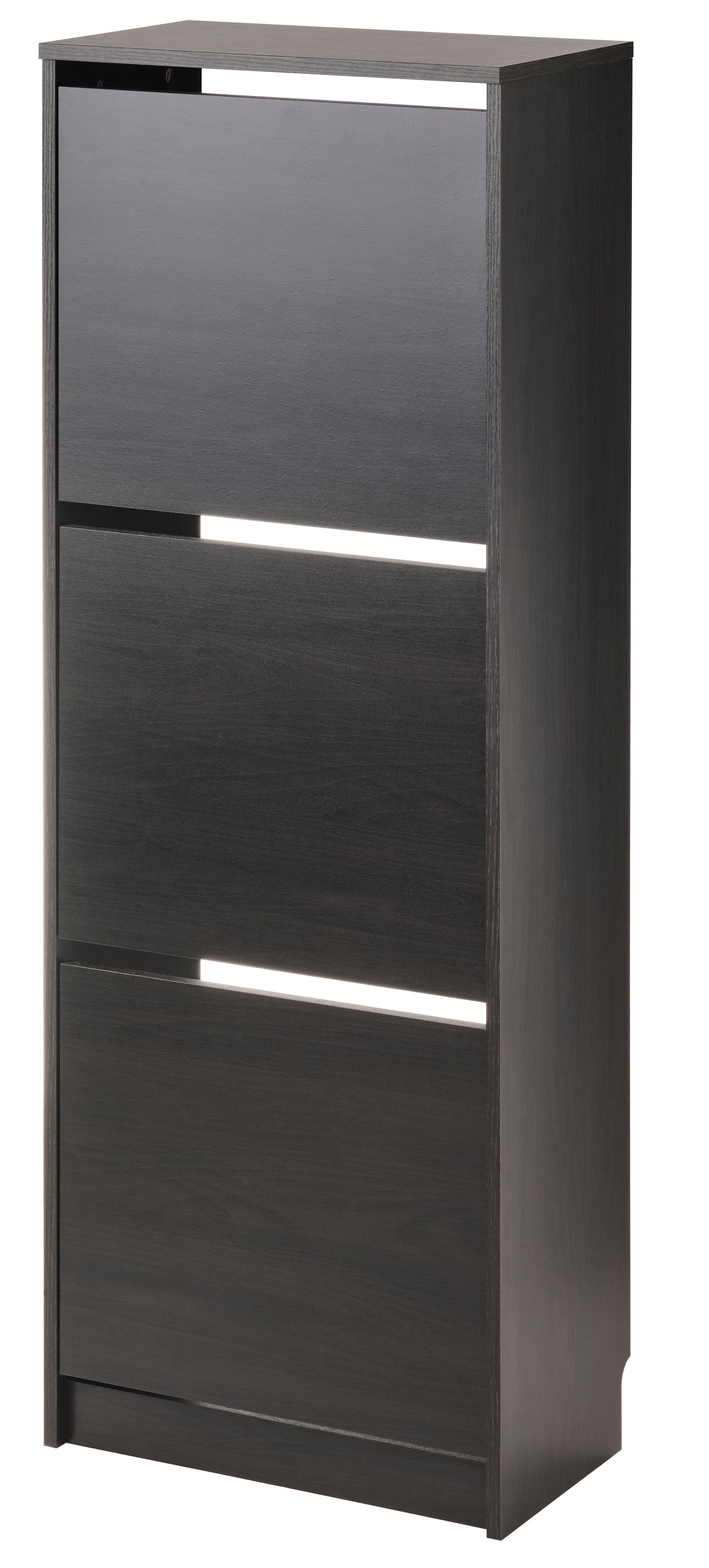 IKEA BISSA skoskåp 3 fack, svartbrun, 49x28x135 cm