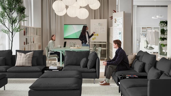 A wireless dimmable white spectrum/white NYMÅNE LED pendant lamp