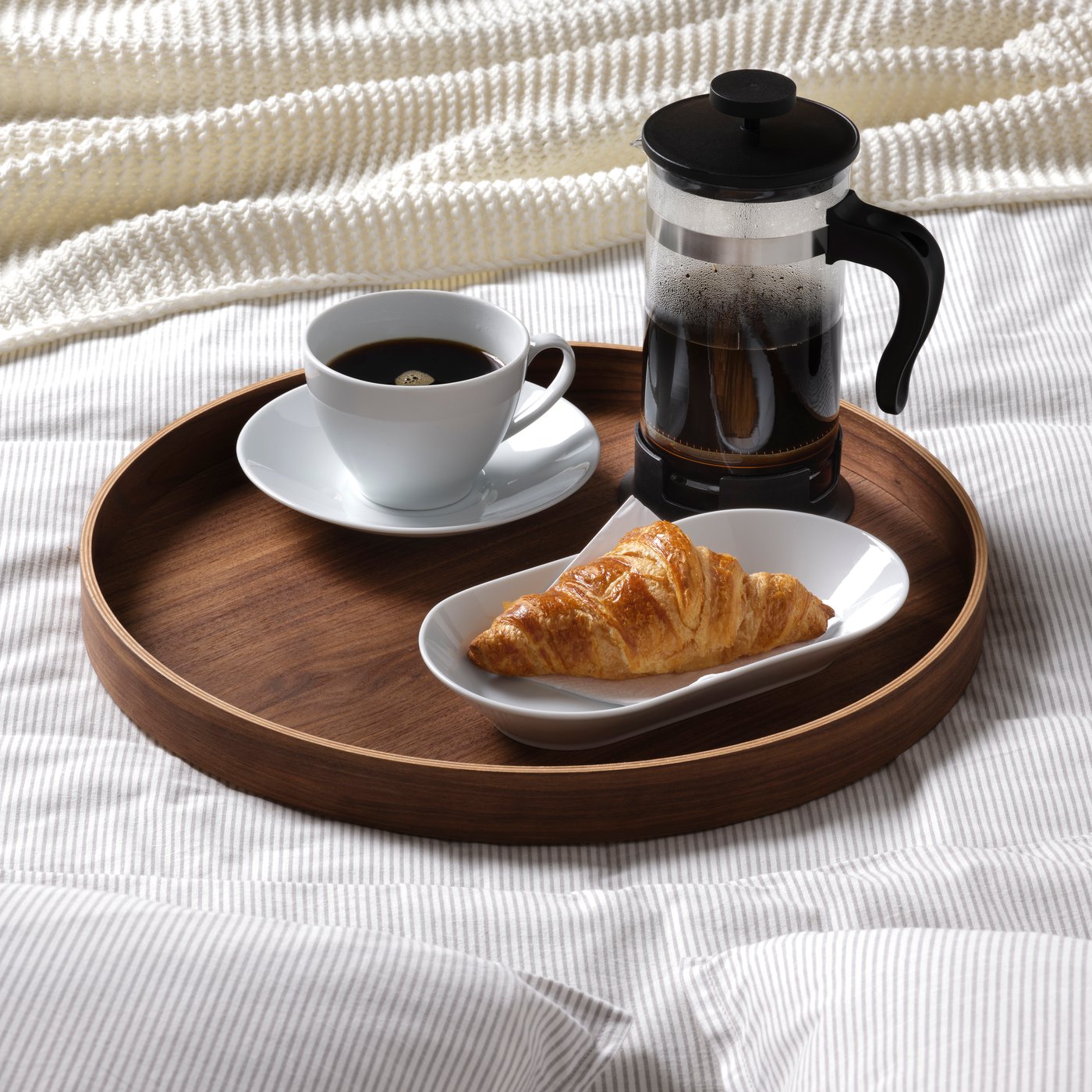 A walnut OMBONAD tray