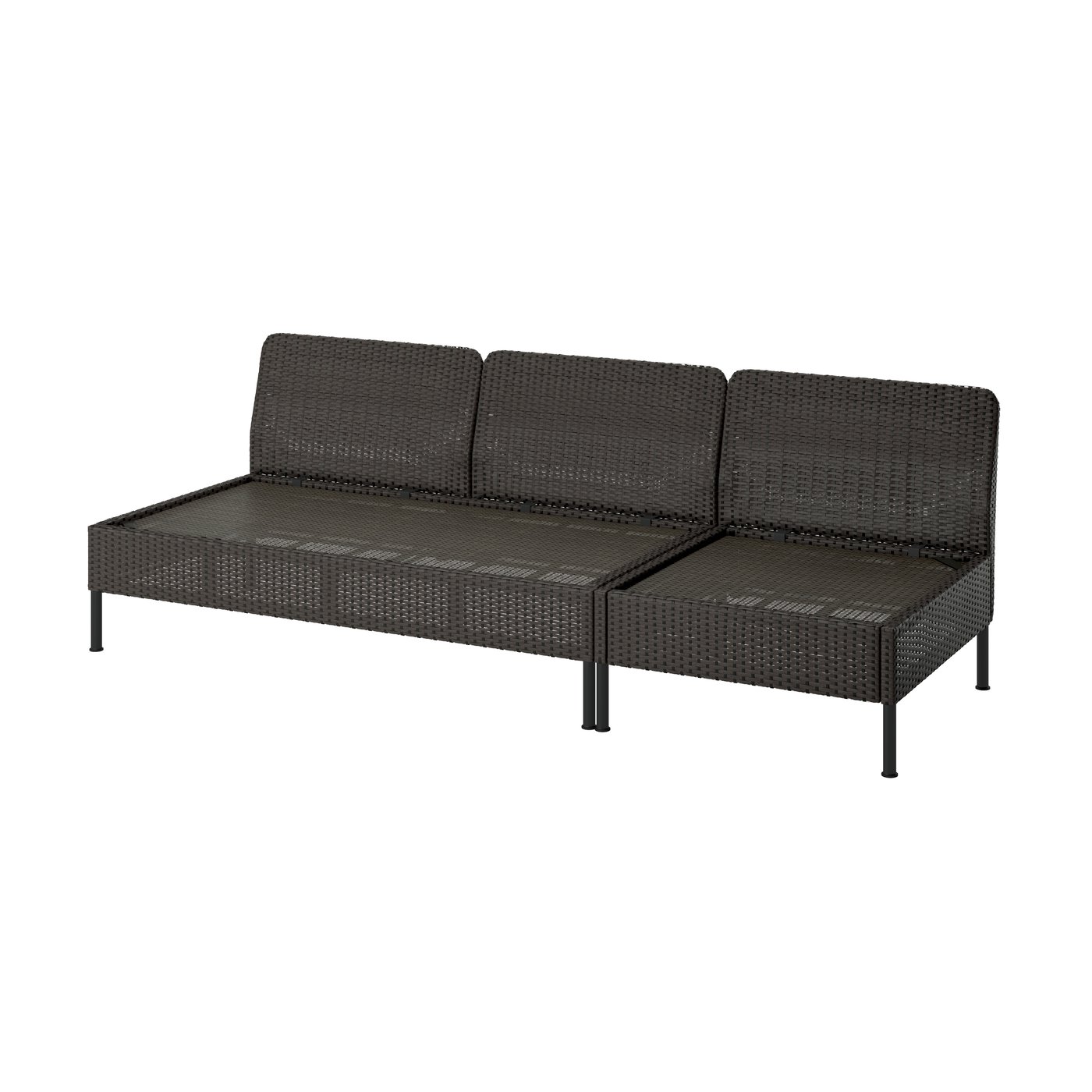 IKEA VITTSKÄR 3-sitssoffa, utomhus/konstrotting mörkgrå