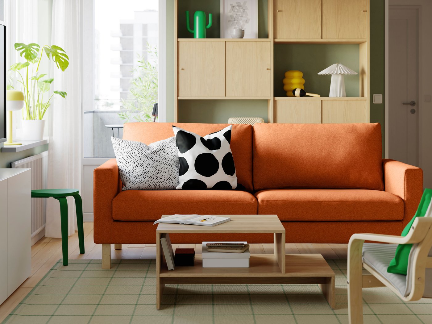 IKEA ストランモン 一人掛けソファ＆オットマンセット（オレンジ） 北欧スウェーデンのブランド IKEA(イケア)の高級ラインSTOCKHOLM