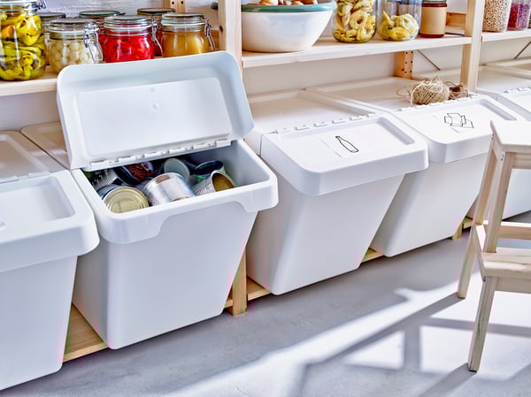 A white SORTERA waste sorting bin with lid