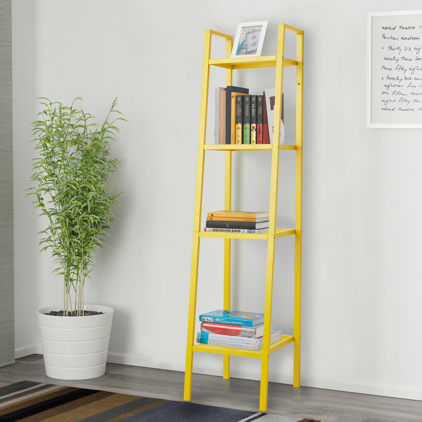 An yellow LERBERG shelf unit