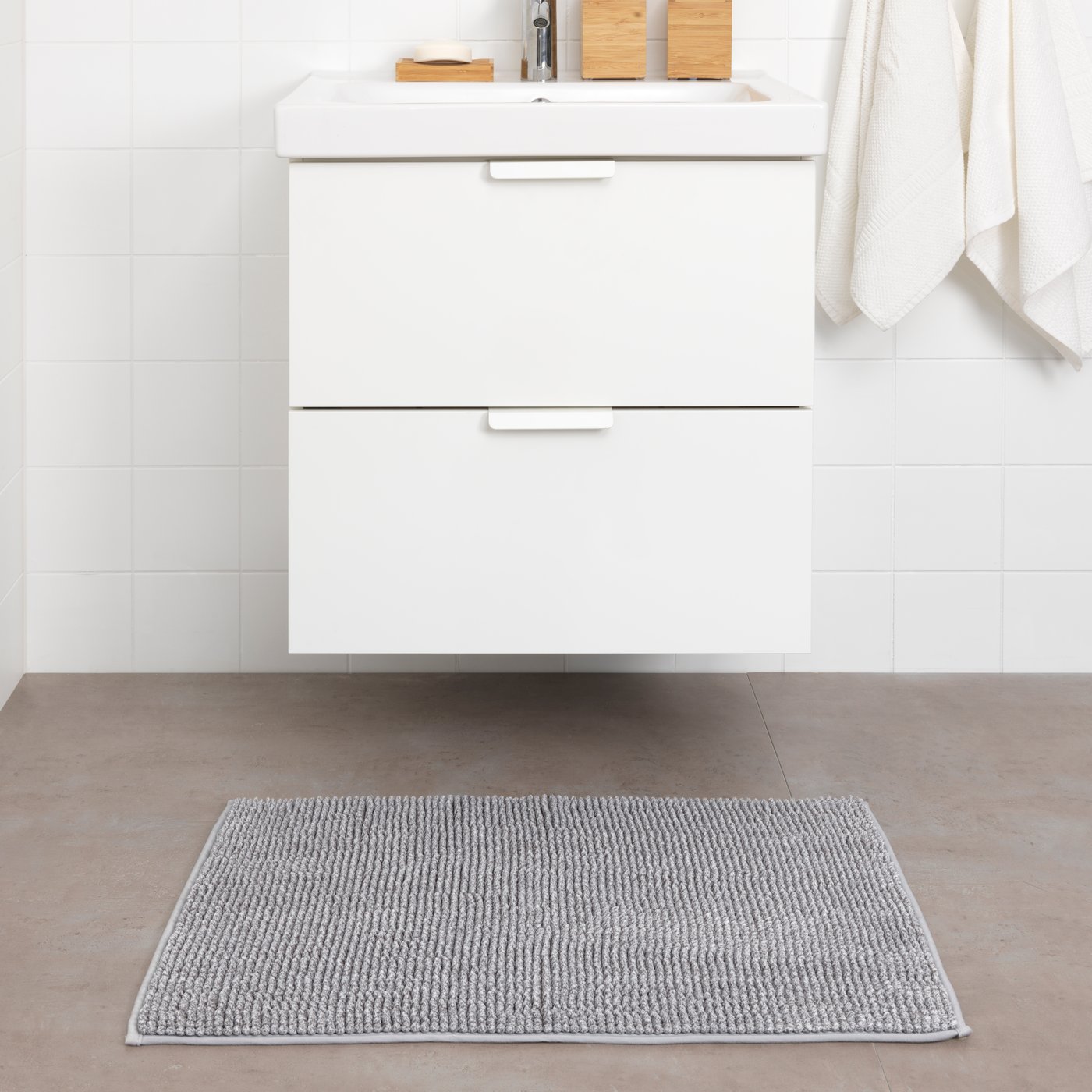 A grey-white mélange TOFTBO bath mat