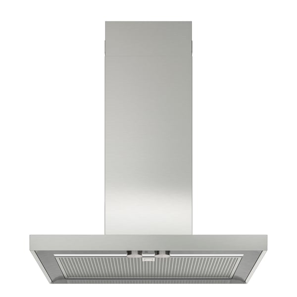 A stainless steel MATÄLSKARE wall mounted extractor hood in the NA