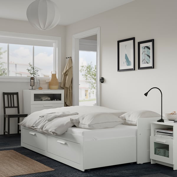 A white BRIMNES bedroom furniture