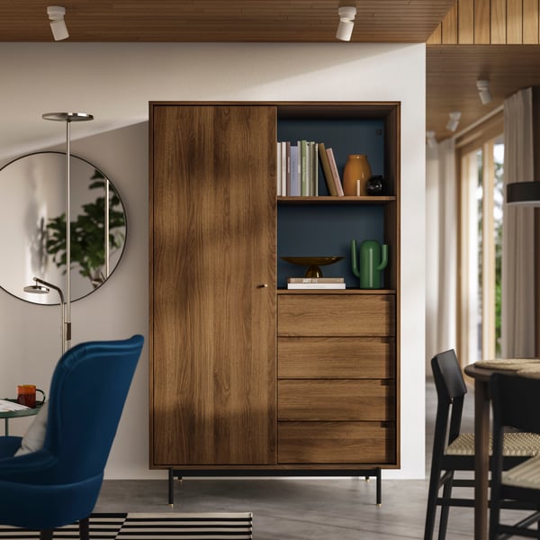 A brown walnut effect RÅDMANSÖ wardrobe