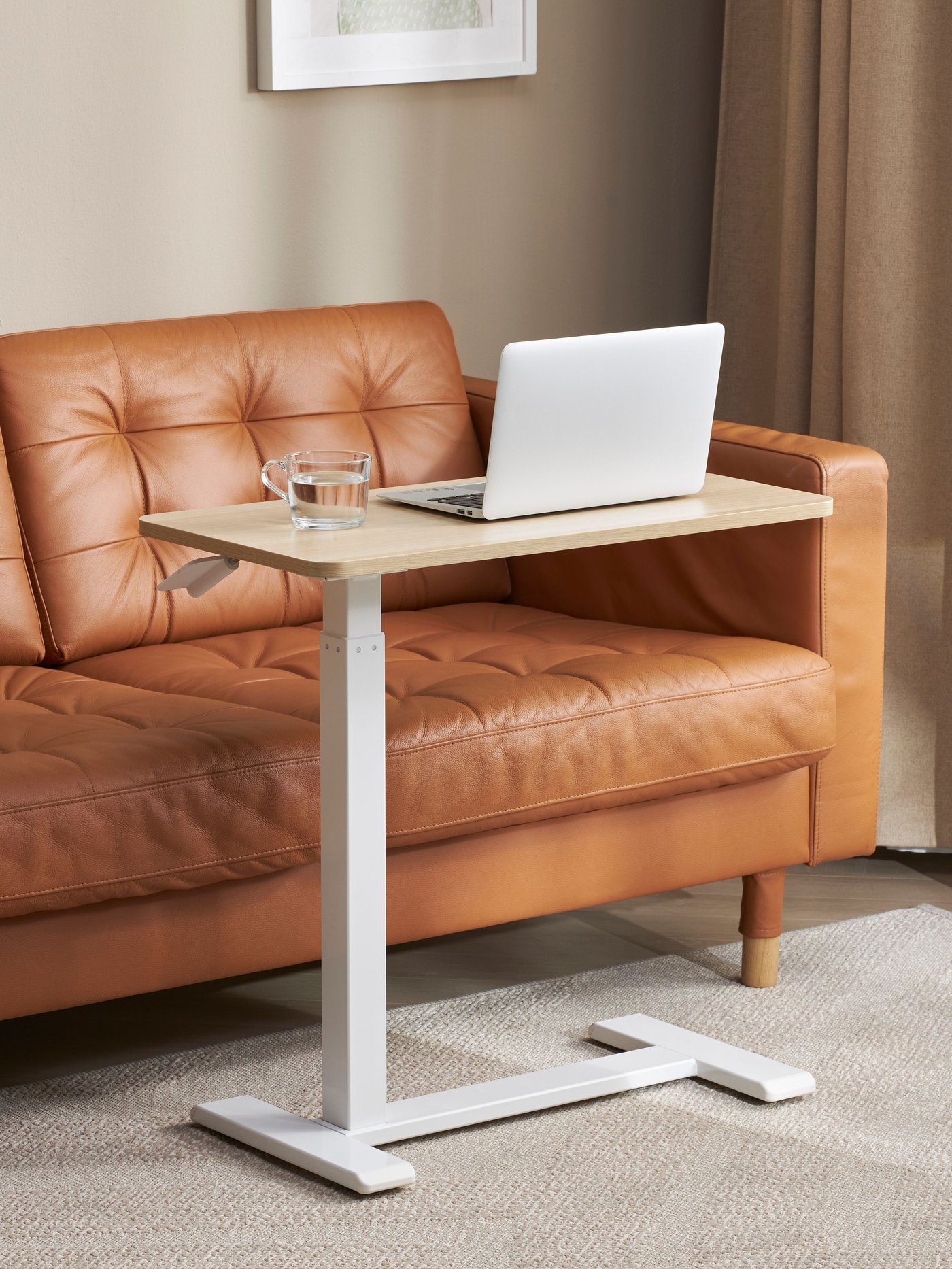 A white stained oak effect/white BOLLSIDAN laptop stand