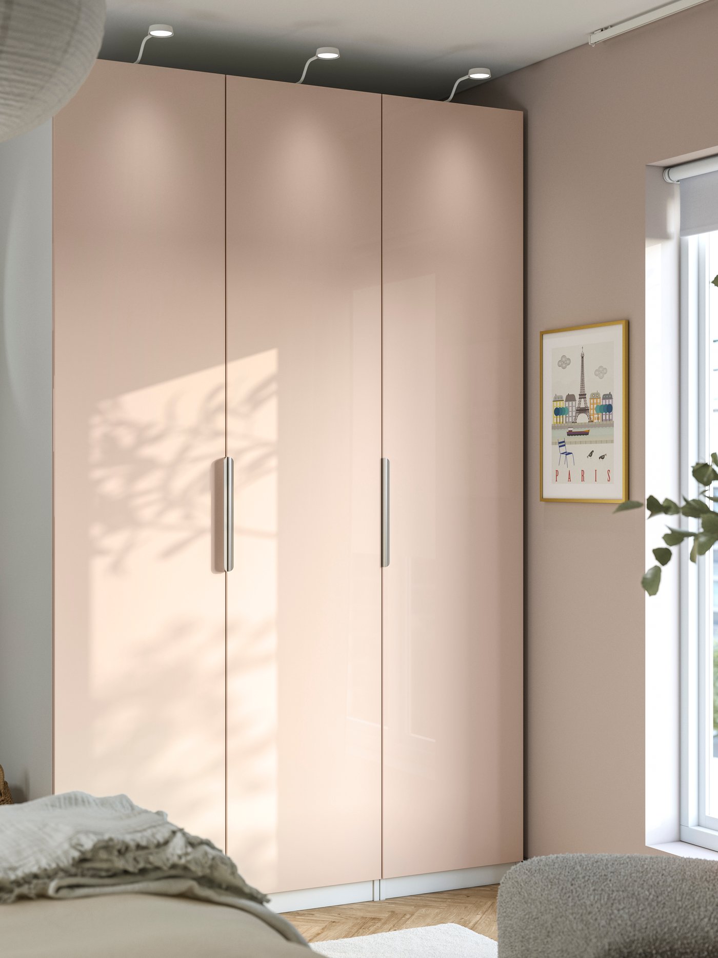 A white/high-gloss light orange FARDAL wardrobe combination