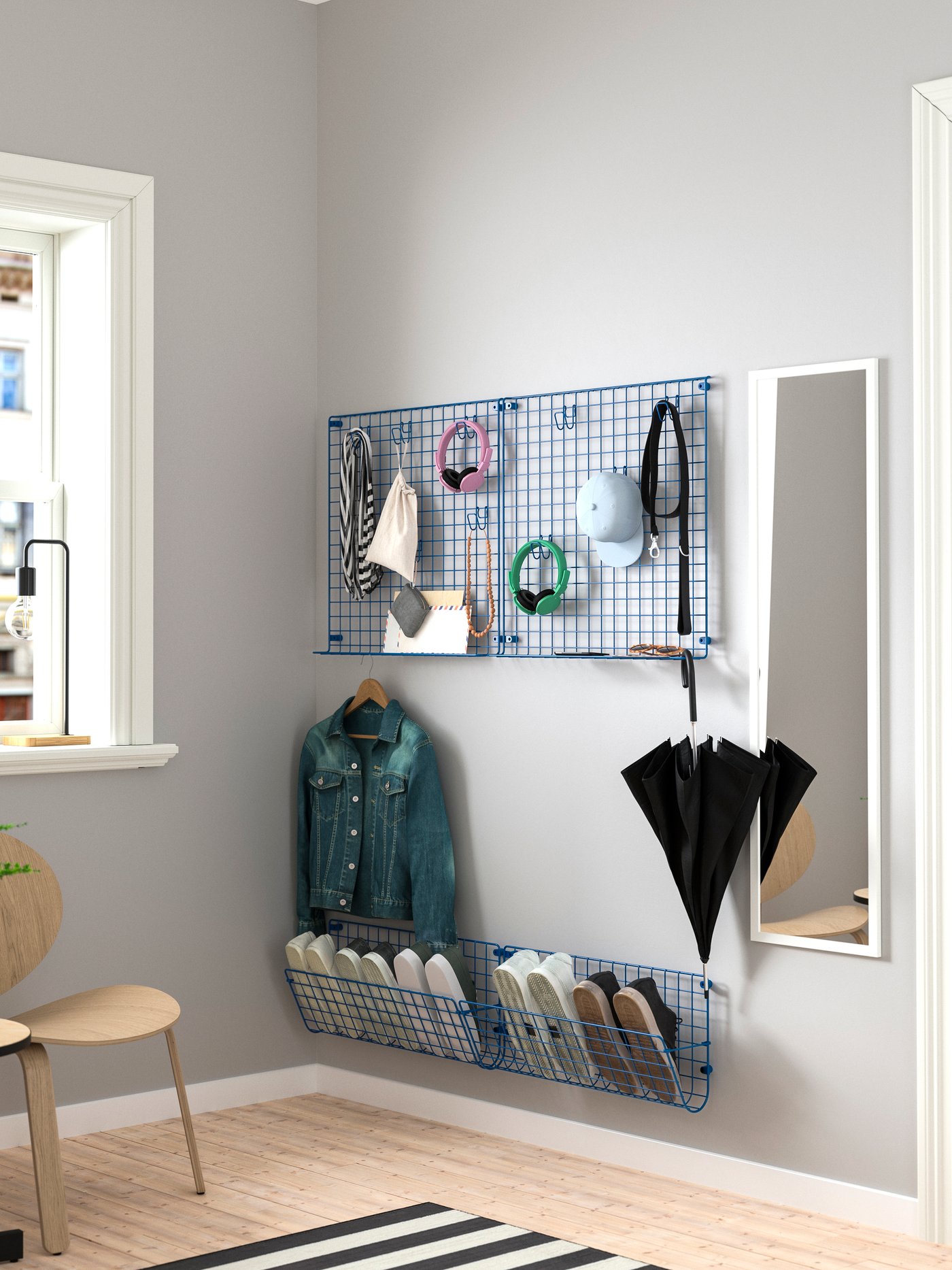 Entrada con productos GREJIG en color azul 