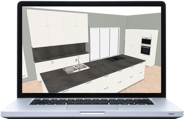 Kitchen planning tool on personal computer monitor
