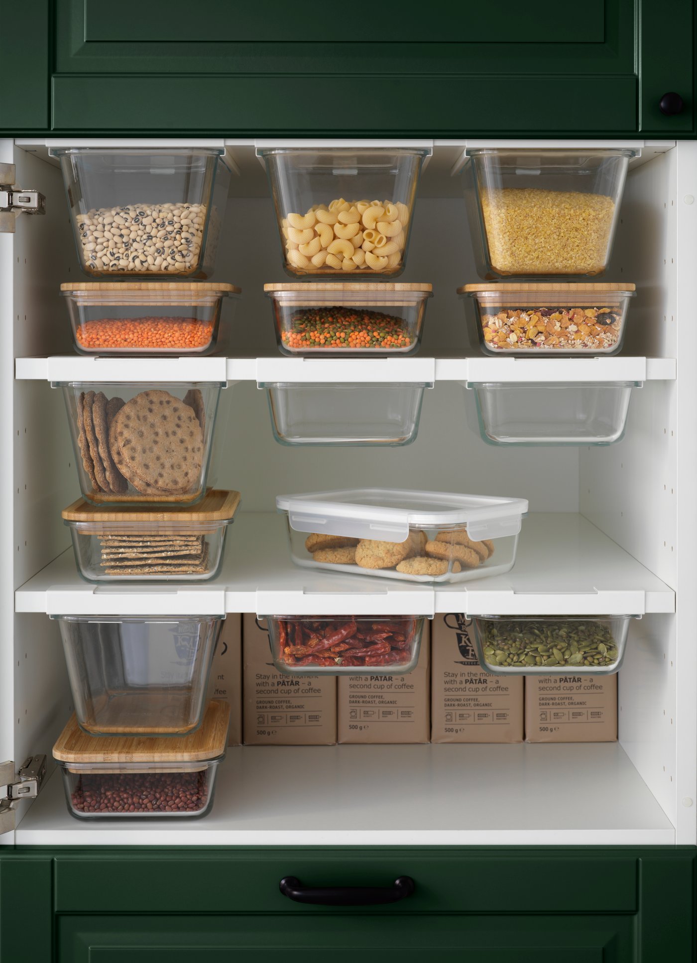 A white IKEA 365+ holder for container in the kitchen