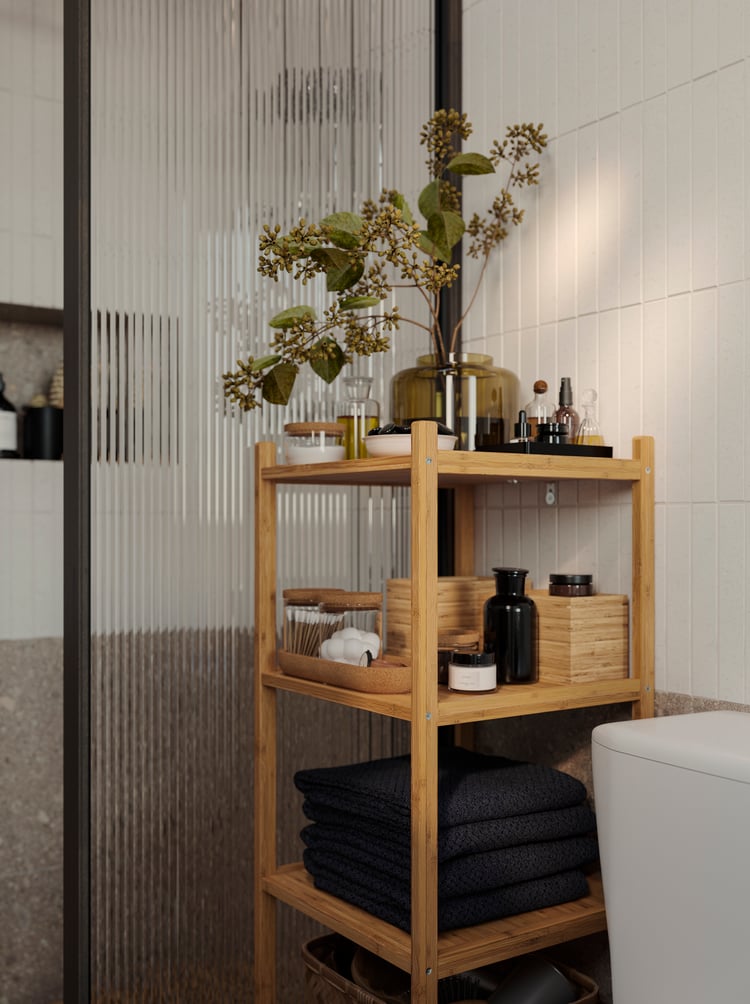 A Japandi style small bathroom with a calm look - IKEA