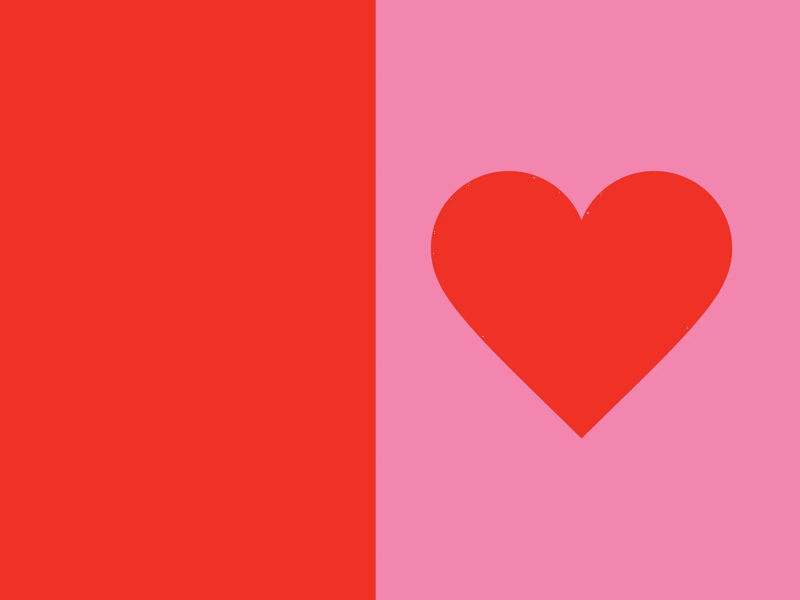 Rood hartje op roze achtergrond