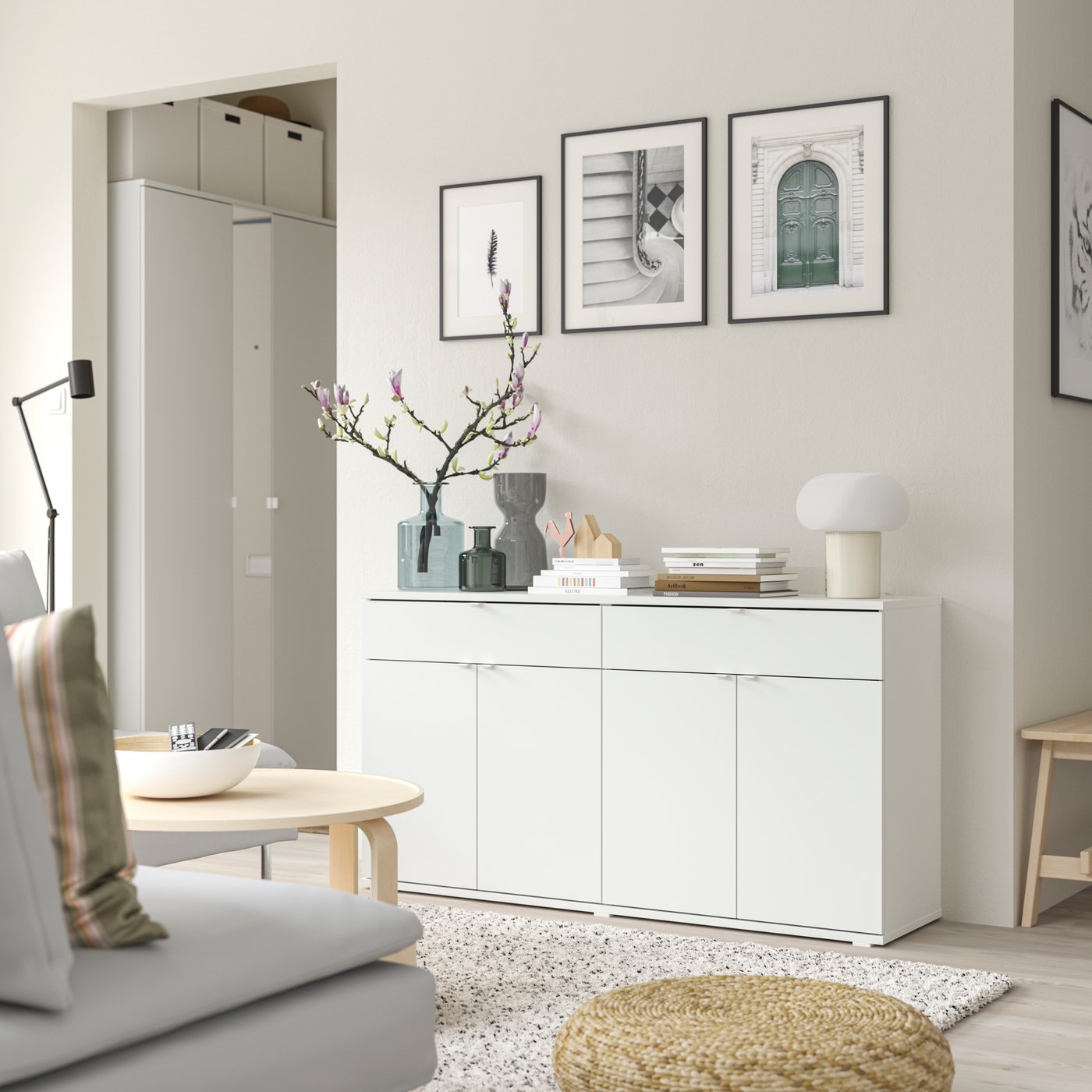 A natural LOHALS rug, flatwoven